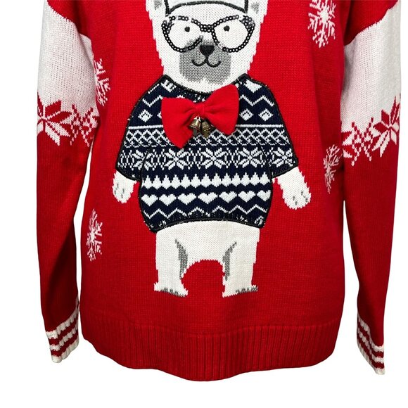 New Directions Sweater Womens Large Ugly Christmas Top Knit Holiday Party Winter - Picture 3 of 11
